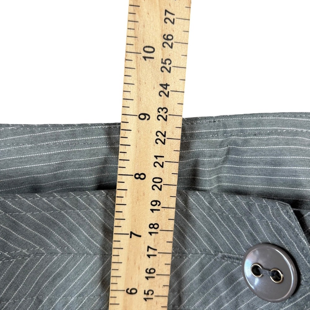 VTG Tracy Evans Pinstripe Y2K Dress Pants Women Sz 1 Gray Flare Leg Low Rise - Picture 5 of 7
